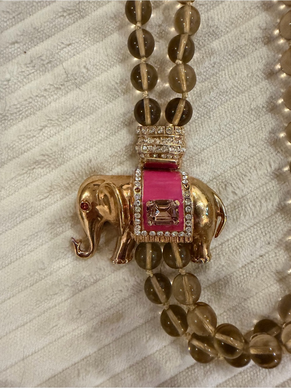 J. Crew Elephant Beaded Rhinestone Necklace - Picture 3 of 5